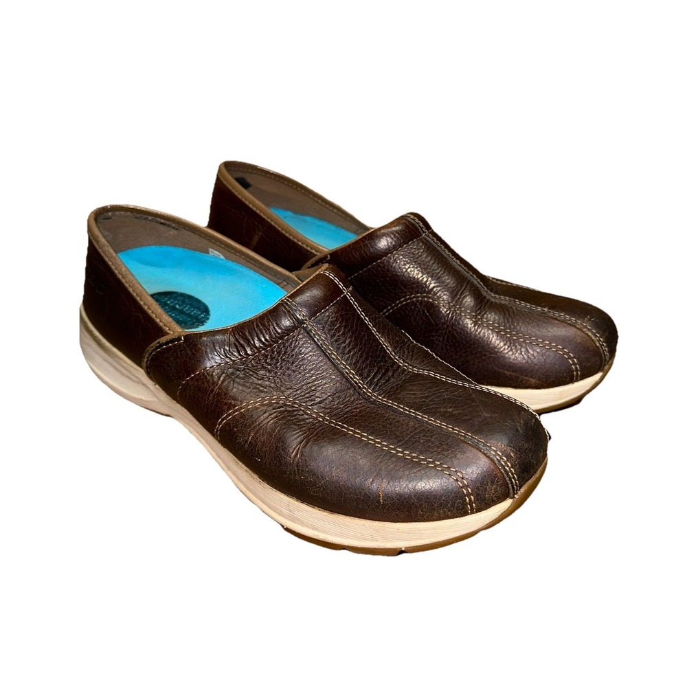 Dansko Shaina Brown Leather Clogs Shoes Comfort Non- Slip Size 38/7.5 4115071212